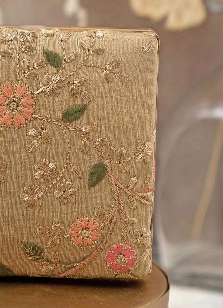 Gold Embroidered Clutch AMYRA - Fabilicious Fashion