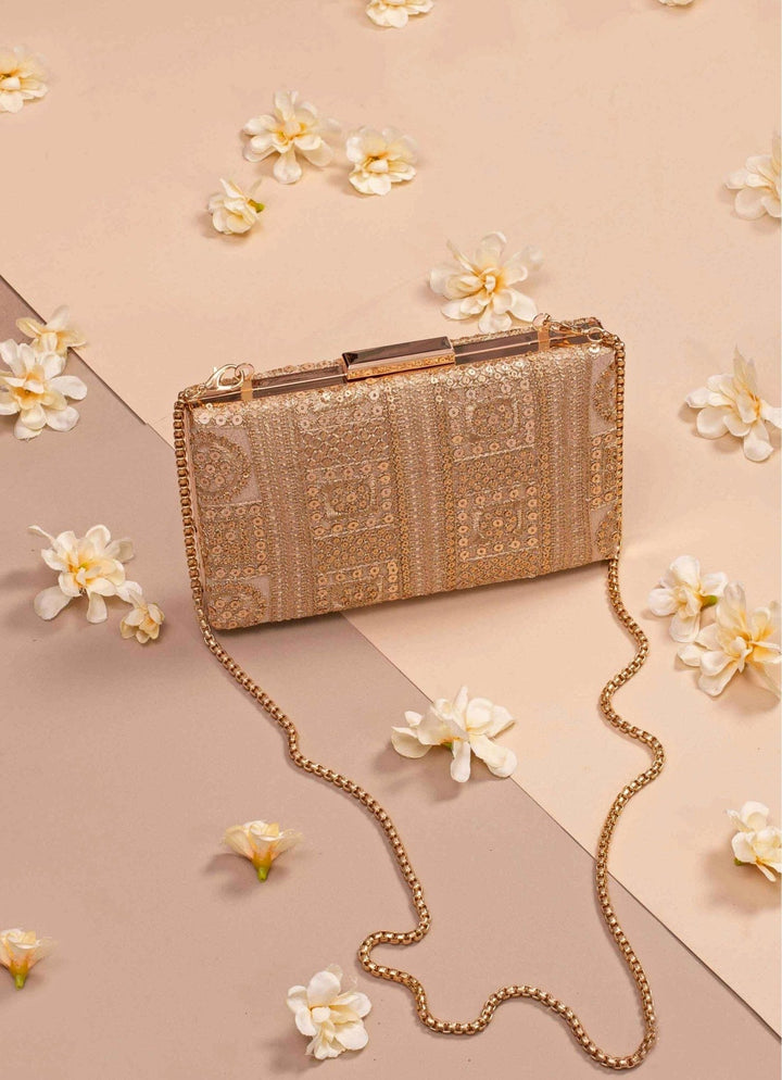 Gold Embroidered Clutch AMYRA - Fabilicious Fashion