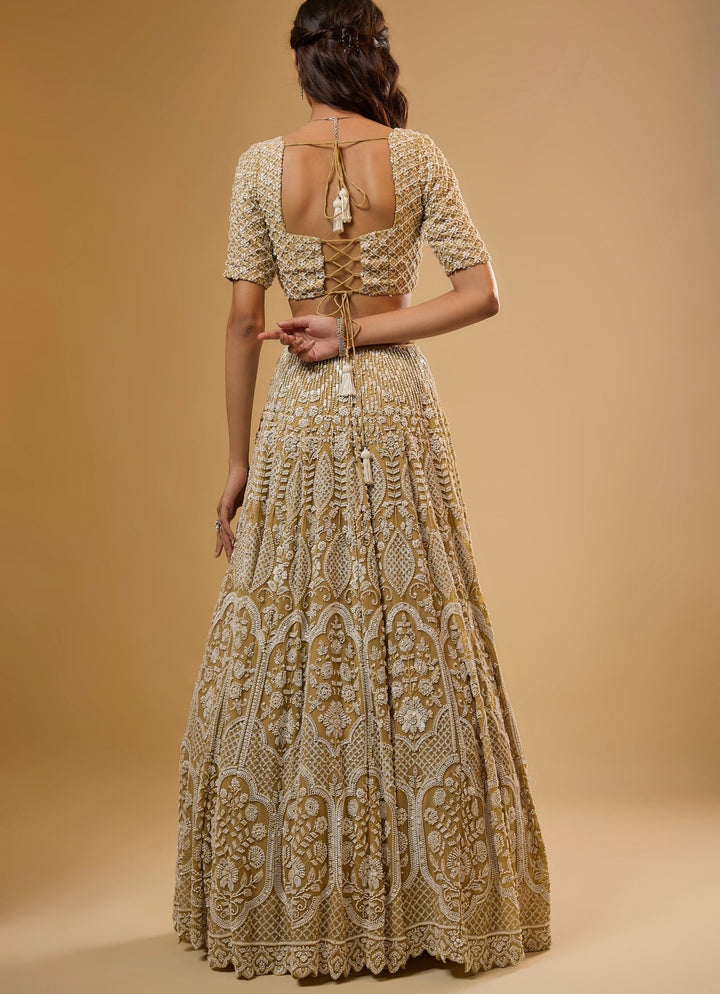 Gold Embroidered Georgette Lehenga Set Renee Label - Fabilicious Fashion