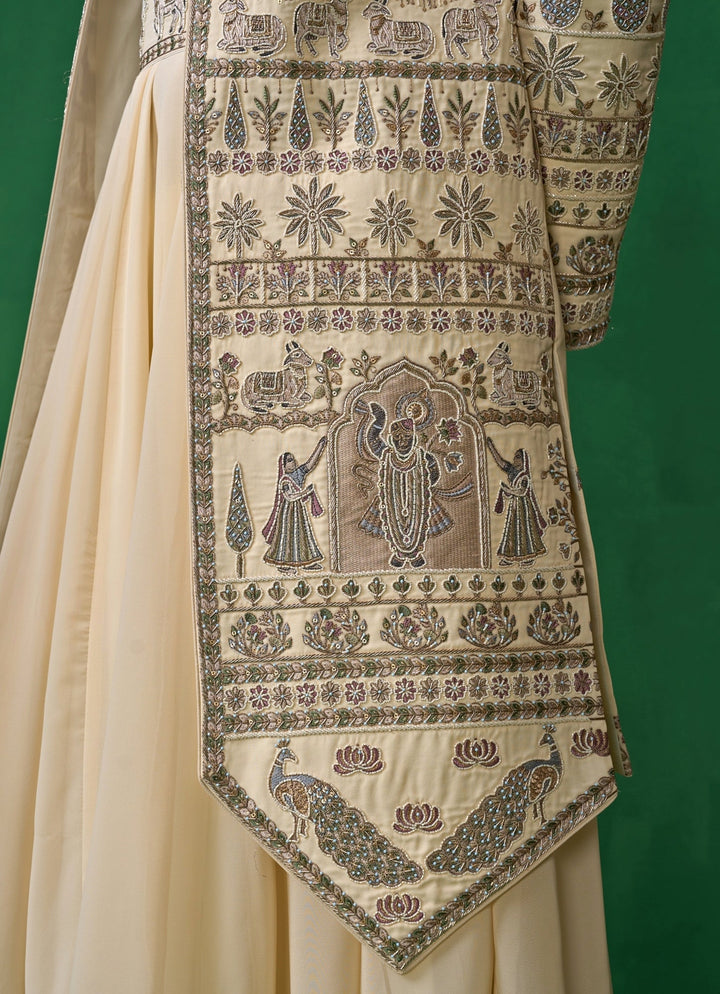 Gold Embroidered Georgette Sherwani Set Kalpraag - Fabilicious Fashion