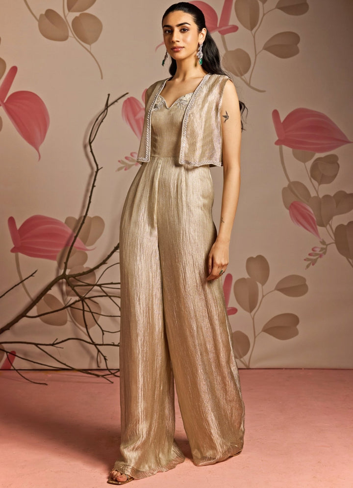 Gold Embroidered Jumpsuit Set Seema Thukral - Fabilicious Fashion