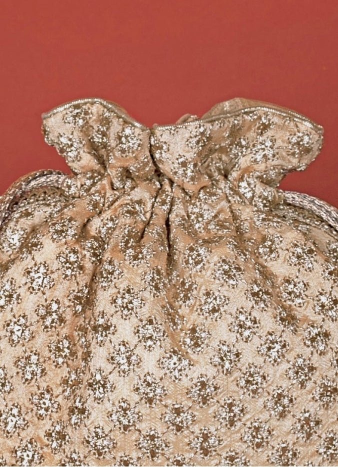 Gold Embroidered Potli AMYRA - Fabilicious Fashion