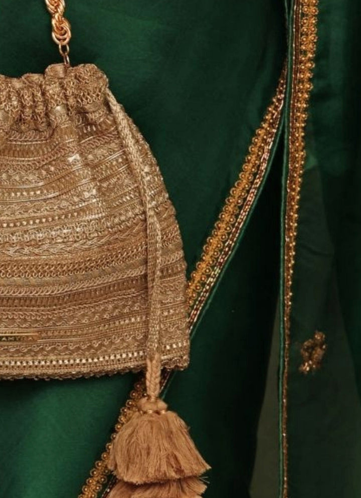 Gold Embroidered Potli Amyra - Fabilicious Fashion