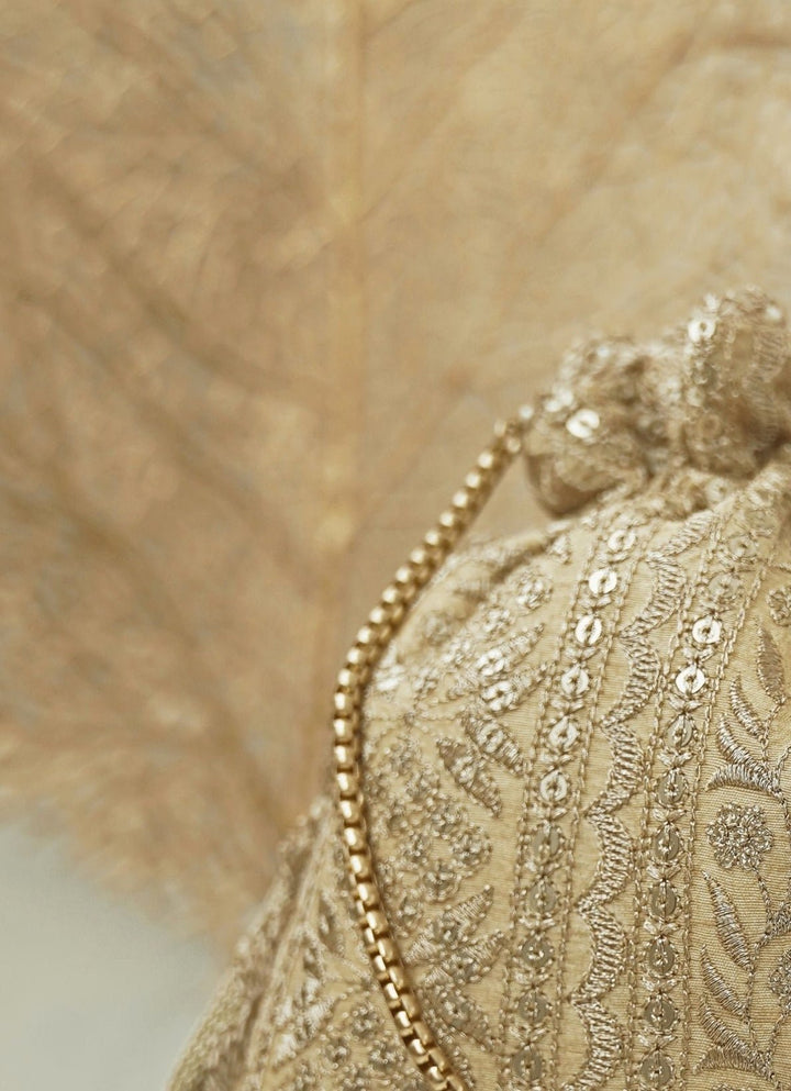 Gold Embroidered Potli AMYRA - Fabilicious Fashion