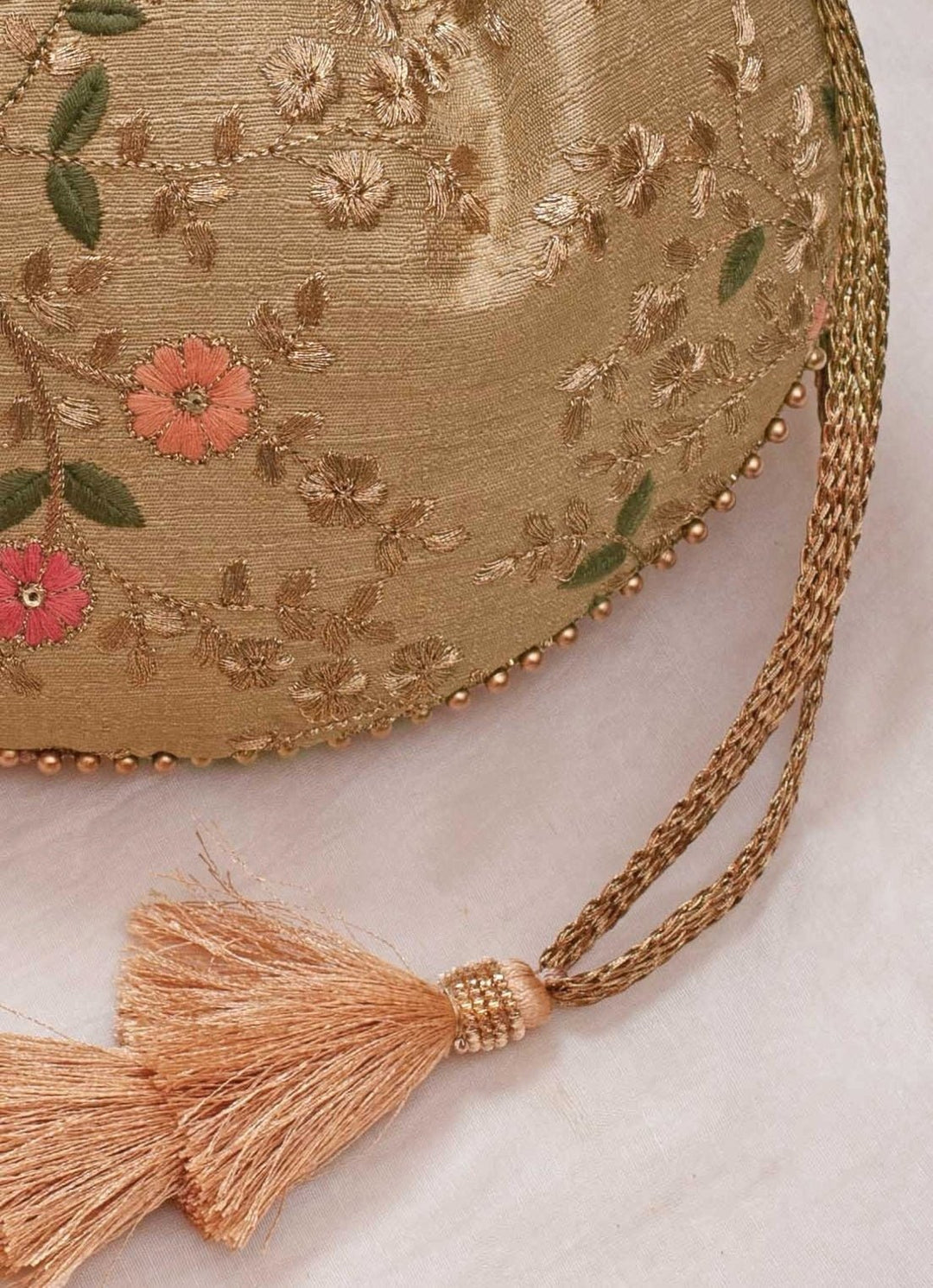 Gold Embroidered Potli AMYRA - Fabilicious Fashion