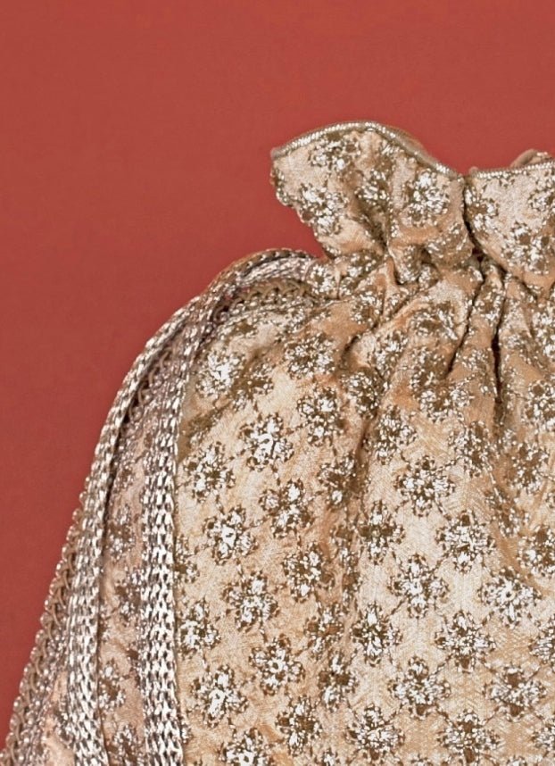 Gold Embroidered Potli AMYRA - Fabilicious Fashion