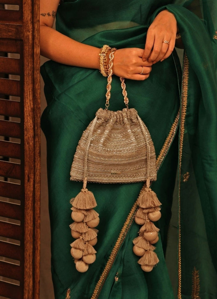 Gold Embroidered Potli Amyra - Fabilicious Fashion