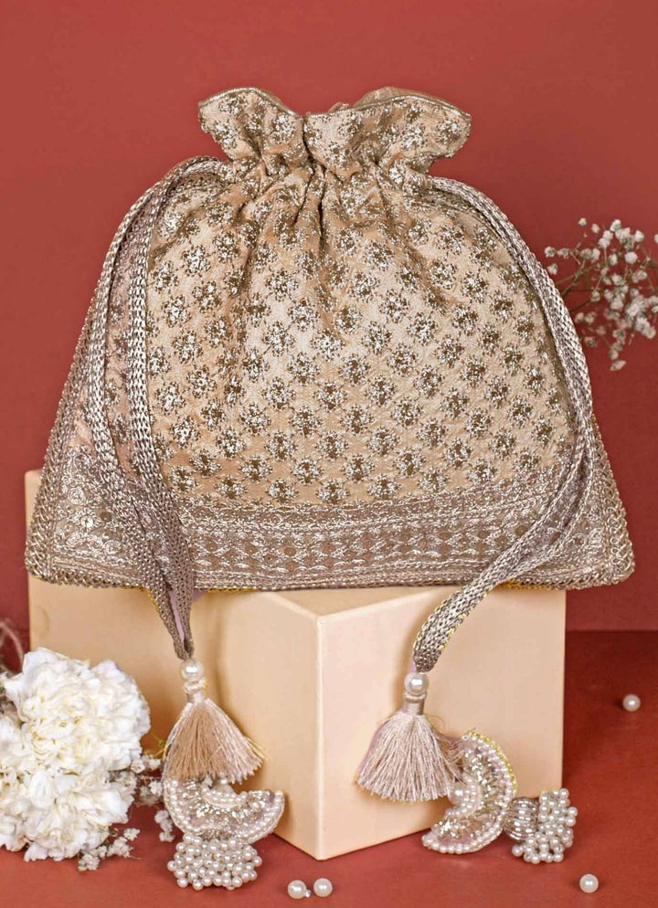 Gold Embroidered Potli AMYRA - Fabilicious Fashion