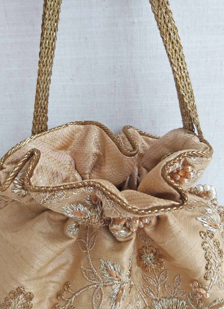 Gold Embroidered Potli AMYRA - Fabilicious Fashion