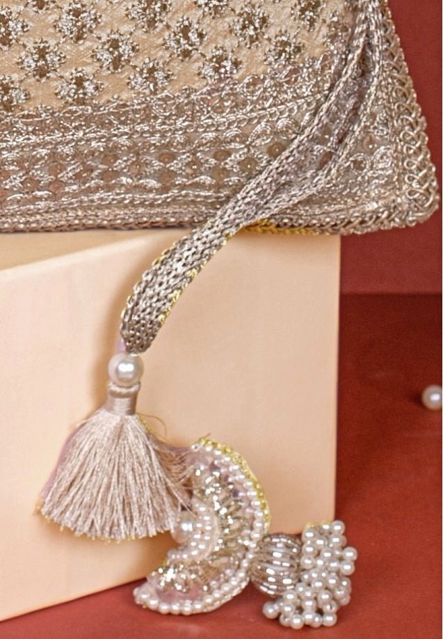 Gold Embroidered Potli AMYRA - Fabilicious Fashion