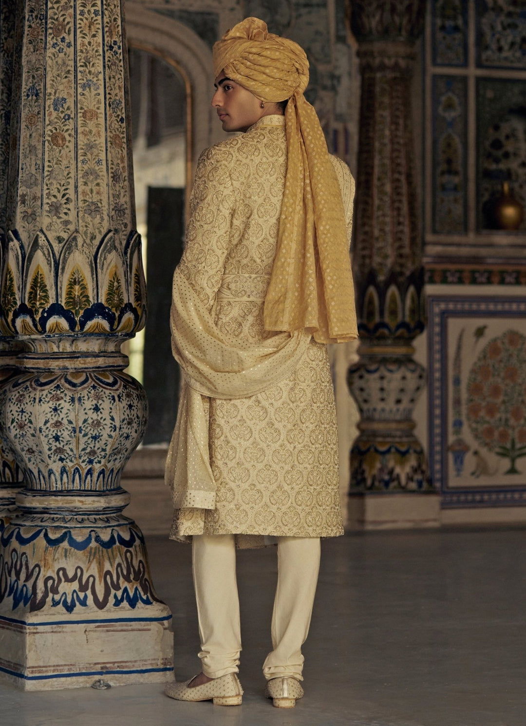 Gold Embroidered Sherwani Set Nitika Gujral - Men - Fabilicious Fashion