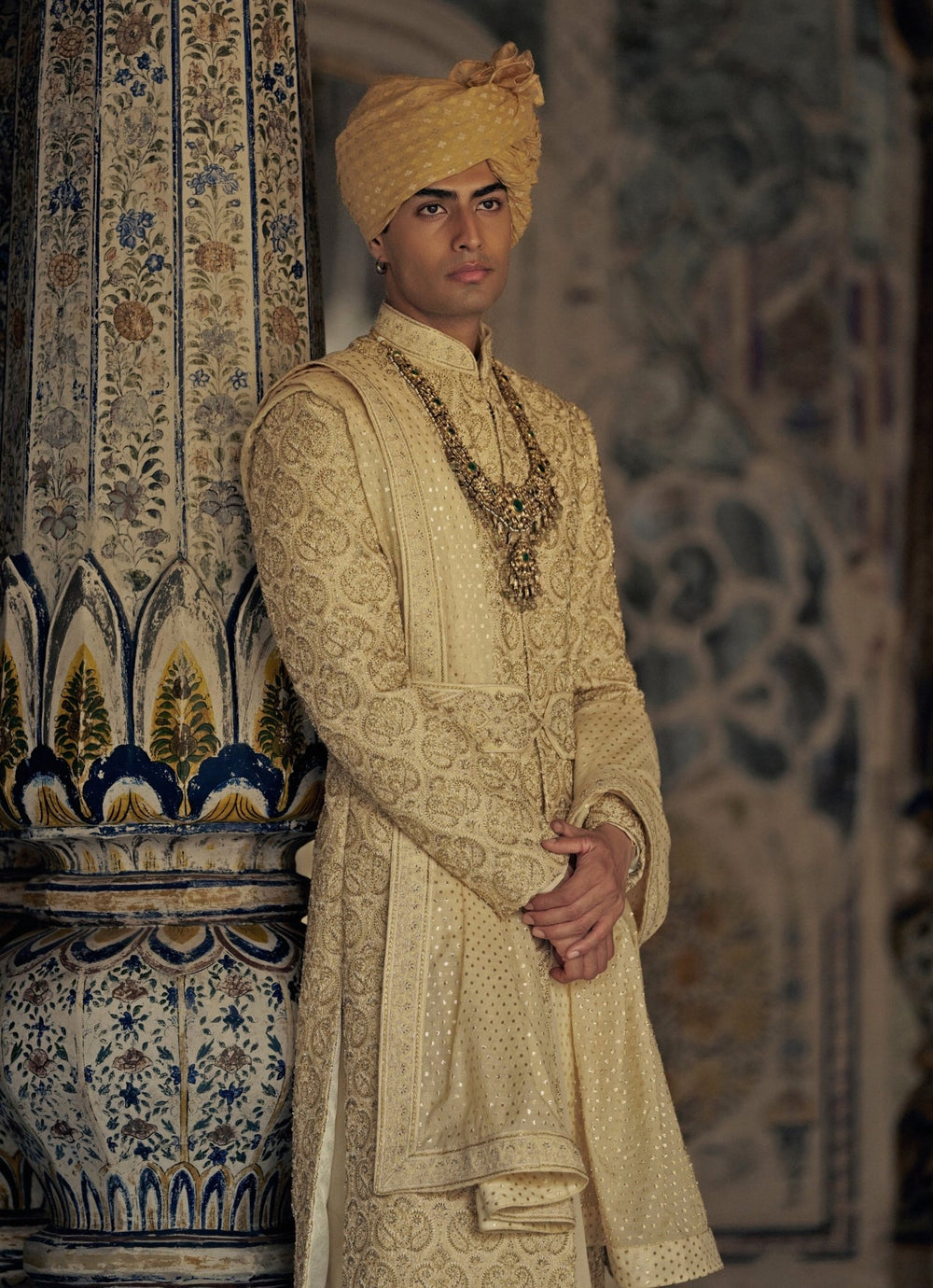 Gold Embroidered Sherwani Set Nitika Gujral - Men - Fabilicious Fashion
