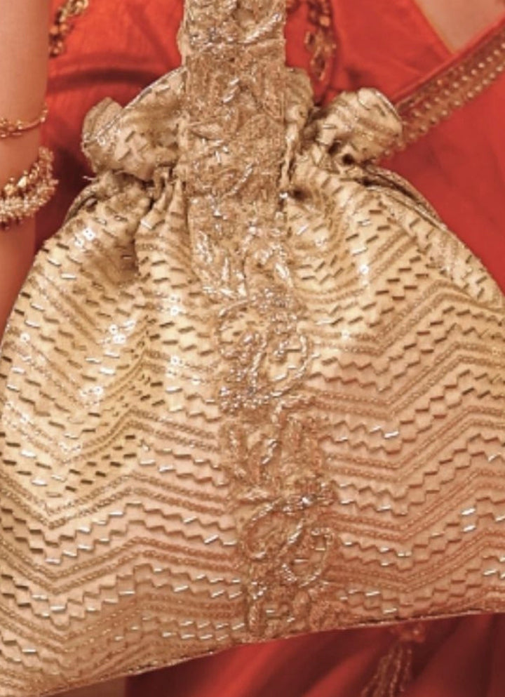 Amyra Gold Embroidered Silk Top Handle PotliFabilicious Fashion
