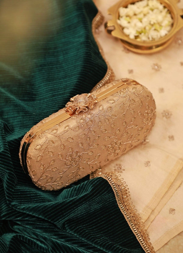 Gold Embroidered Tissue Clutch