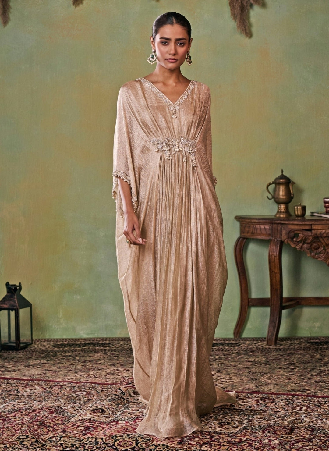 Seema Thukral Gold Embroidered Tissue KaftanFabilicious Fashion