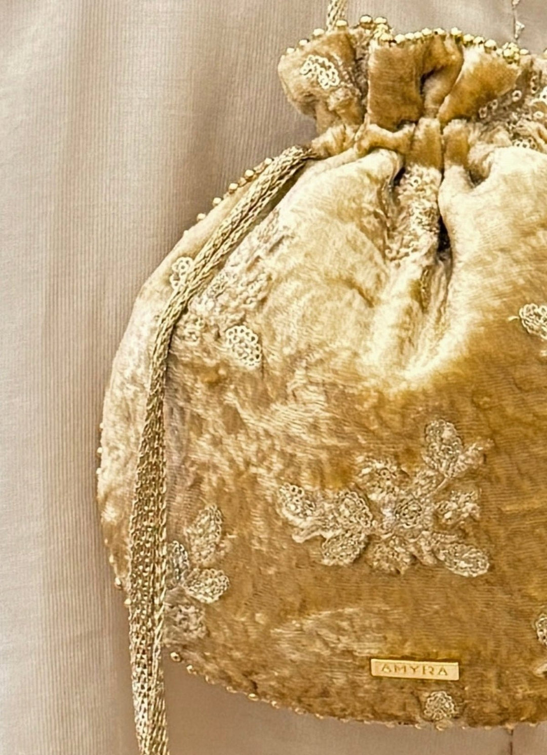 Amyra Gold Embroidered Velvet PotliFabilicious Fashion