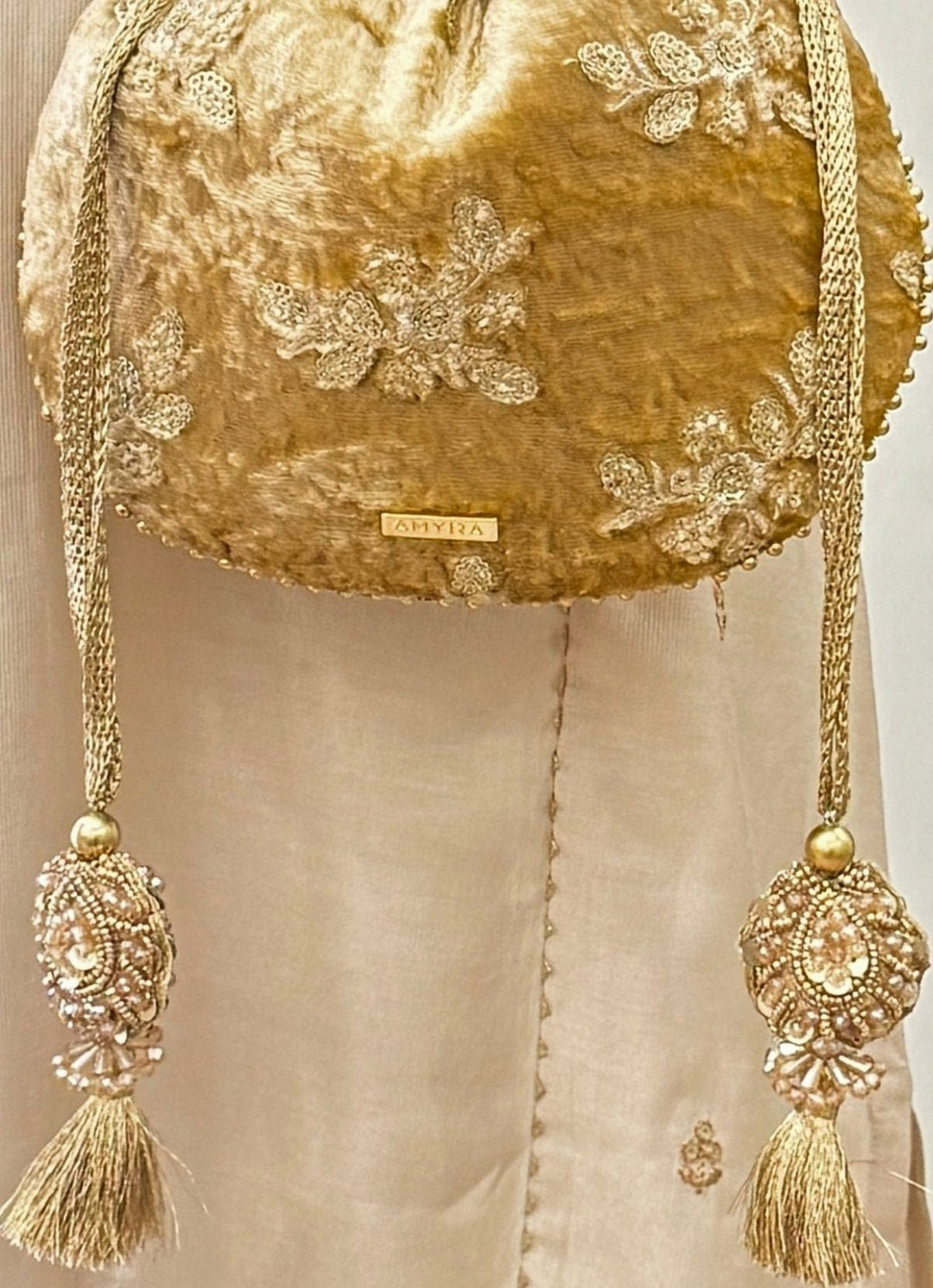 Amyra Gold Embroidered Velvet PotliFabilicious Fashion