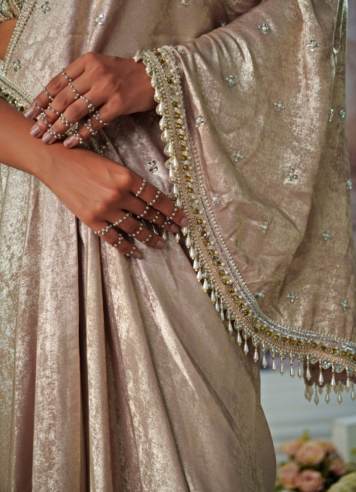 Gold Embroidered Velvet Skirt Saree Nidhika Shekhar - Fabilicious Fashion