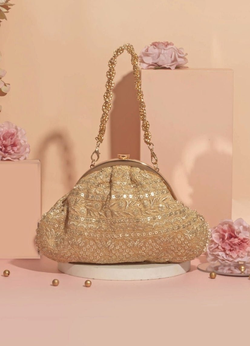 Gold Embroidered Vintage Purse AMYRA - Fabilicious Fashion