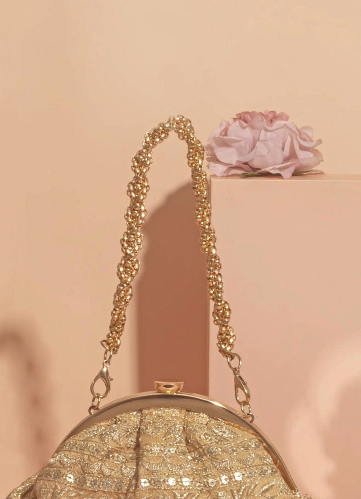 Gold Embroidered Vintage Purse AMYRA - Fabilicious Fashion
