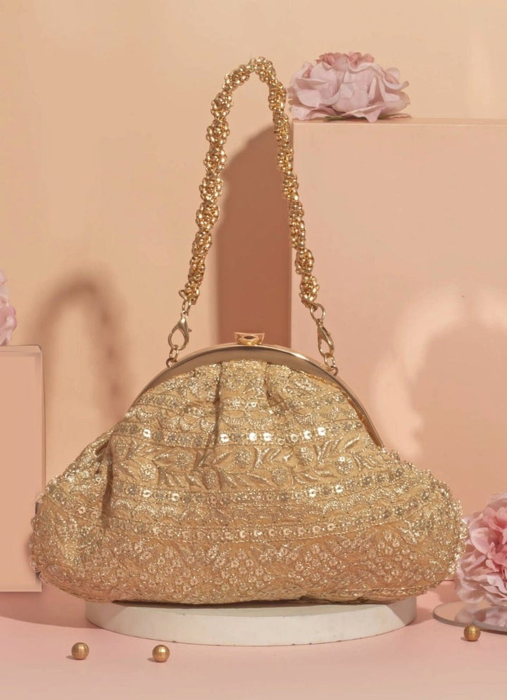 Gold Embroidered Vintage Purse AMYRA - Fabilicious Fashion
