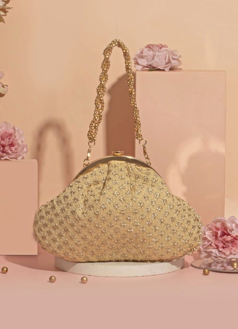 Gold Embroidered Vintage Purse AMYRA - Fabilicious Fashion