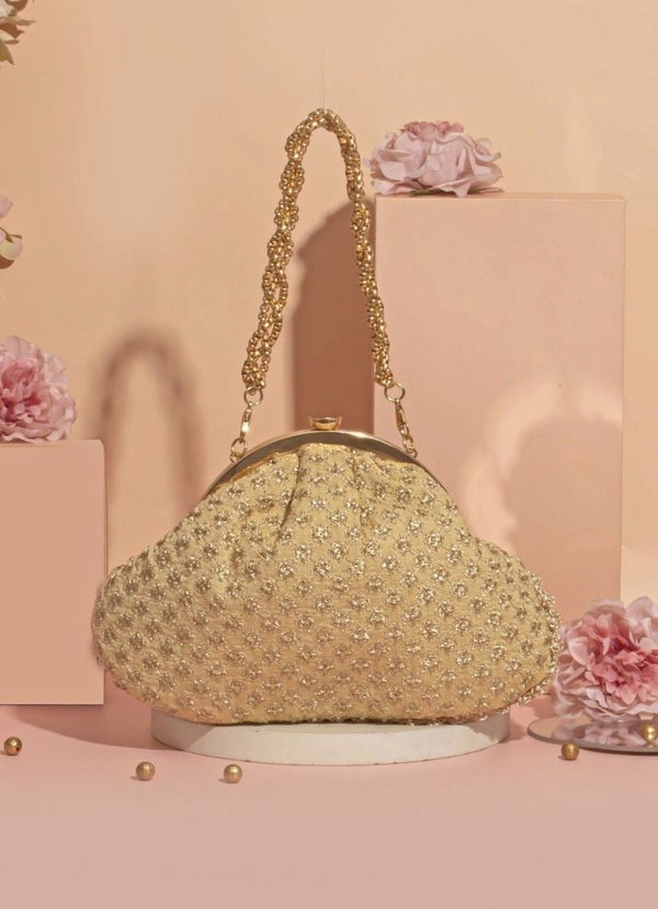 Gold Embroidered Vintage Purse