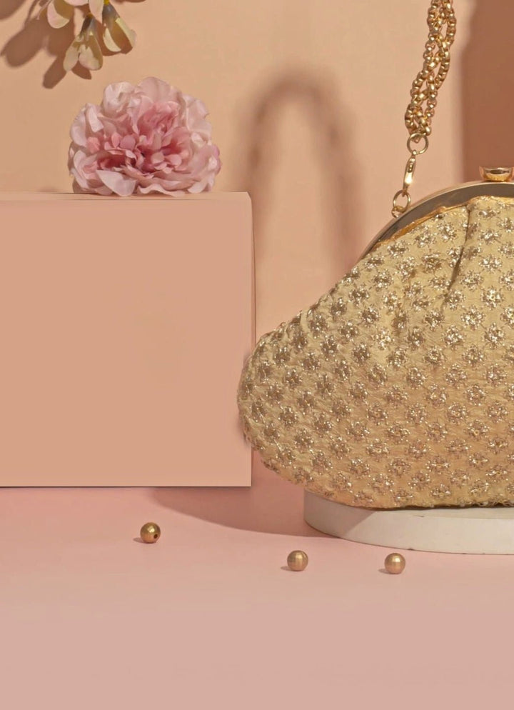 Gold Embroidered Vintage Purse AMYRA - Fabilicious Fashion