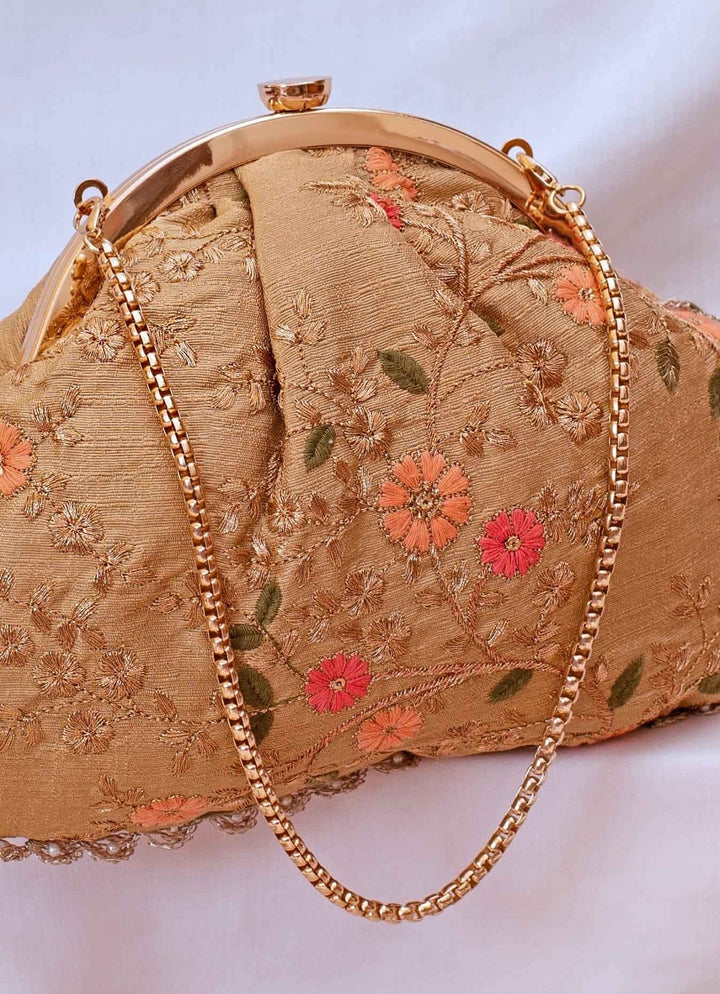 Gold Embroidered Vintage Purse AMYRA - Fabilicious Fashion