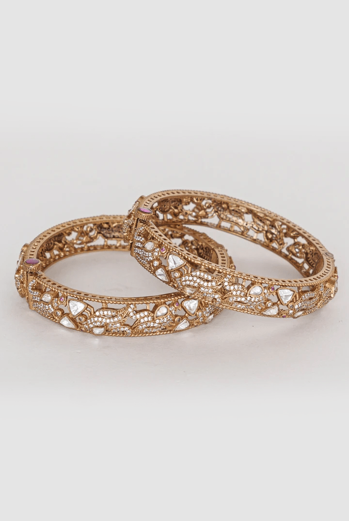 Gold Finish Antique Kadas Zevar By Geeta - Fabilicious Fashion