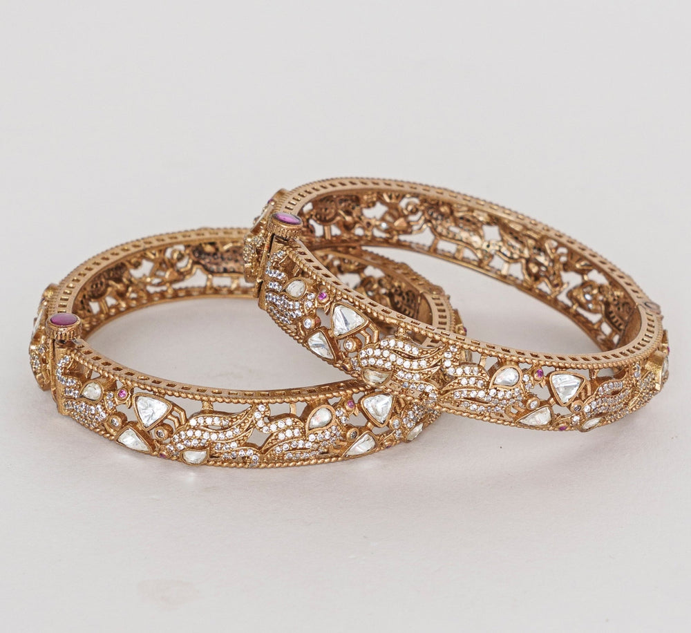 Gold Finish Antique Kadas Zevar By Geeta - Fabilicious Fashion