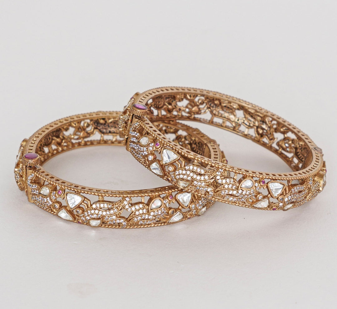 Gold Finish Antique Kadas Zevar By Geeta - Fabilicious Fashion