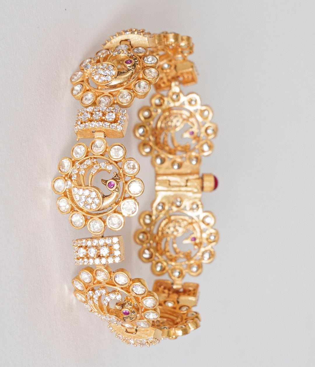 Gold Finish Floral Kundan Kadas Zevar By Geeta - Fabilicious Fashion