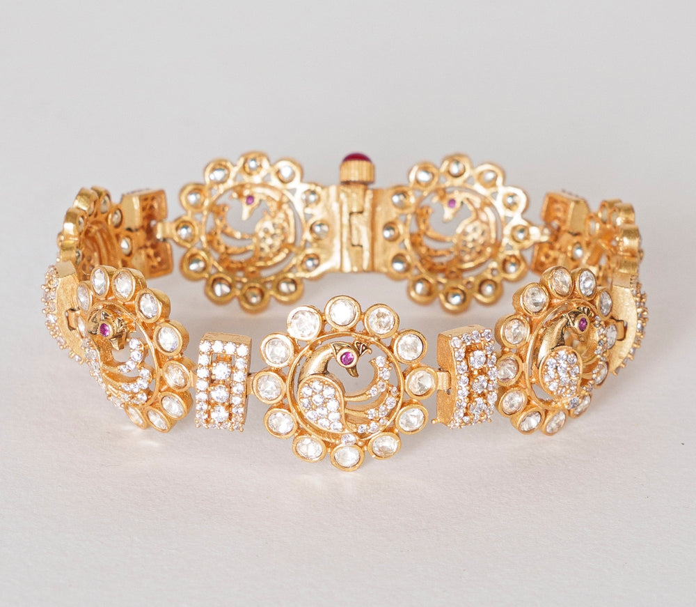 Gold Finish Floral Kundan Kadas Zevar By Geeta - Fabilicious Fashion