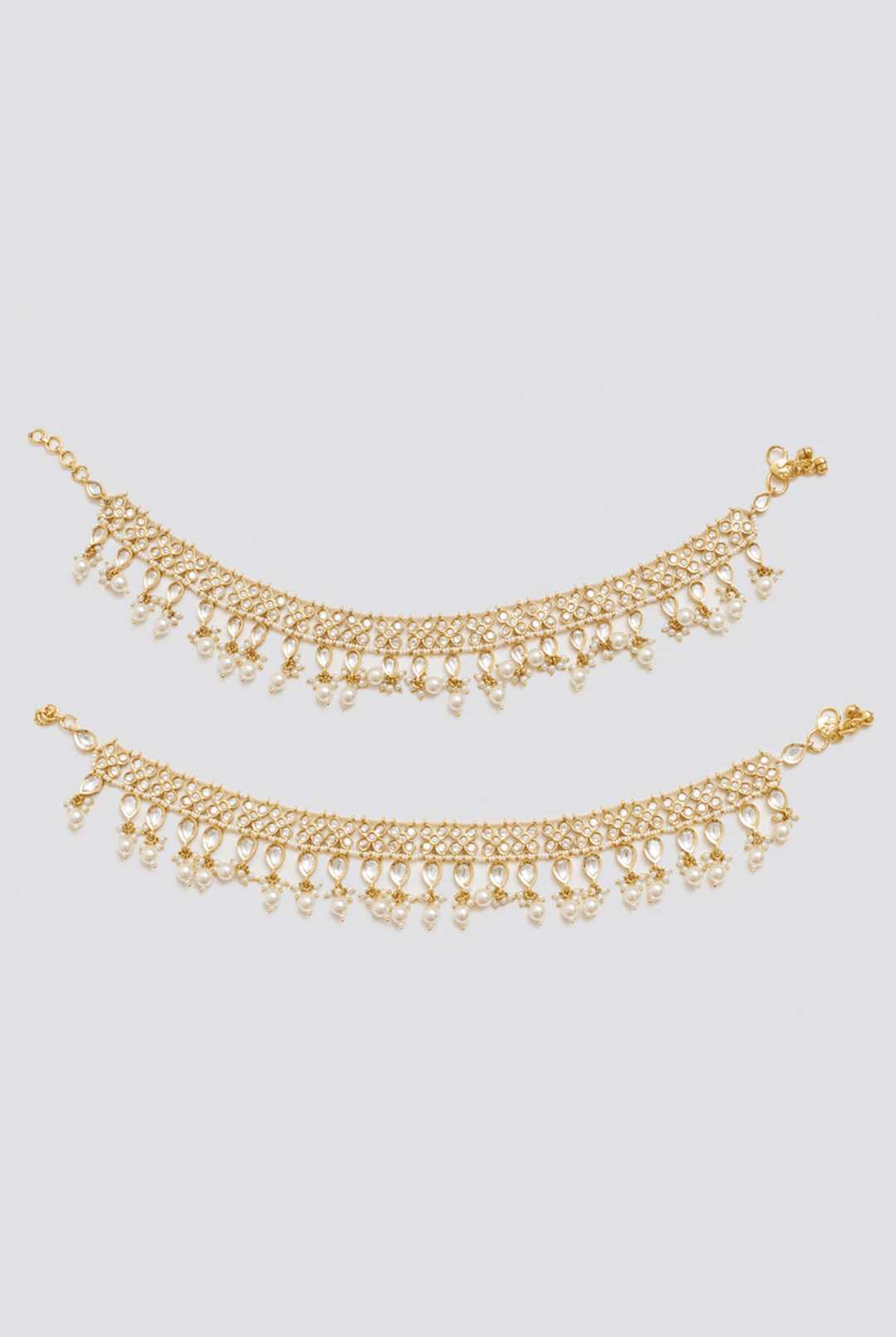 Gold Finish Kundan And Pearl Anklets Zevar By Geeta - Fabilicious Fashion