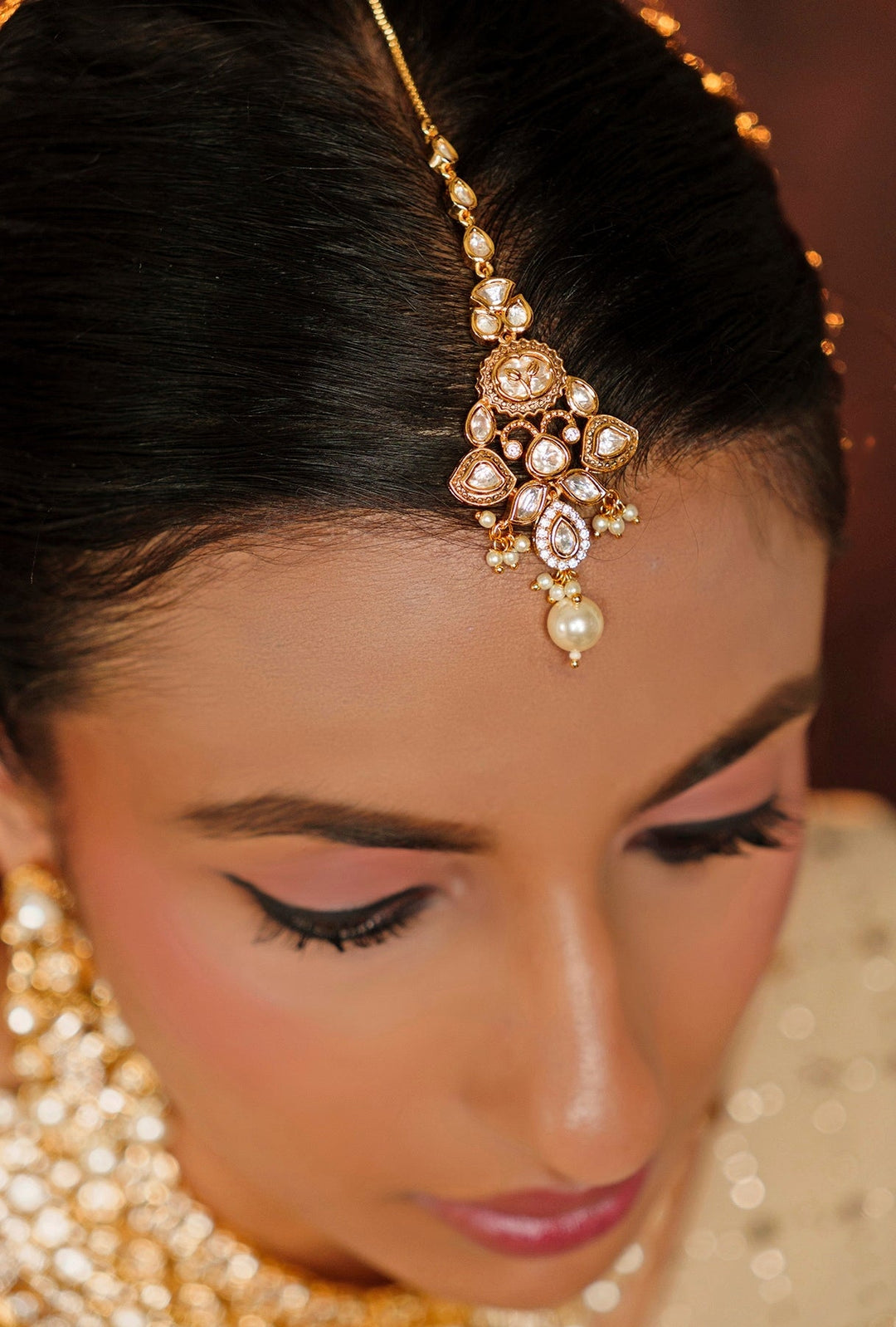 Gold Finish Kundan And Pearl Drop Necklace Set Zevar By Geeta - Fabilicious Fashion