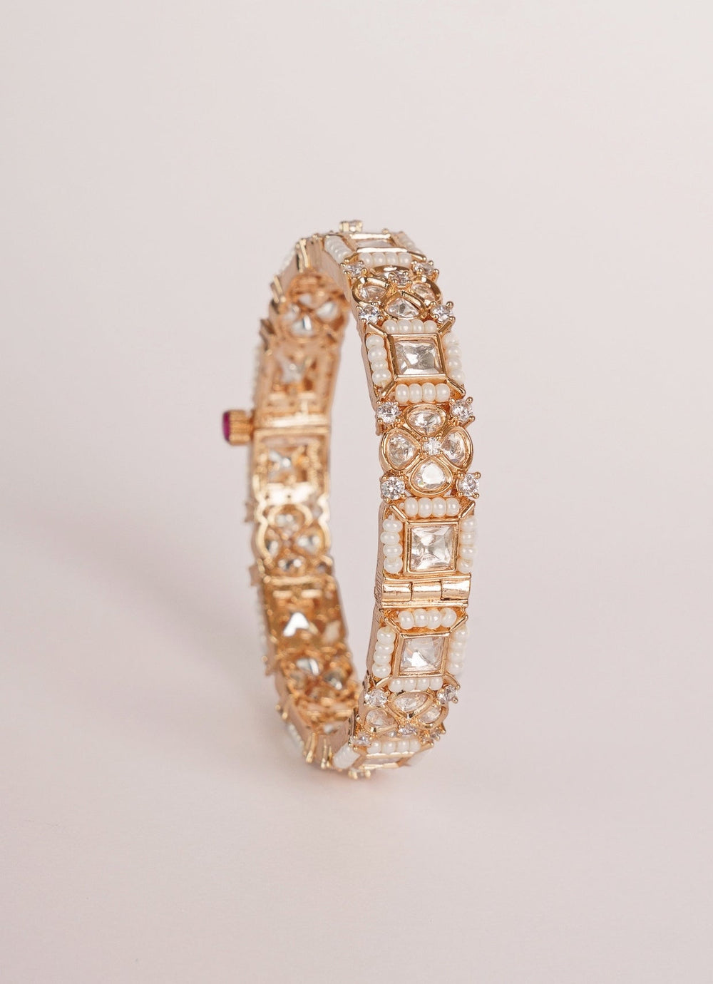 Gold Finish Kundan And Pearl Kadas Zevar by Geeta - Fabilicious Fashion