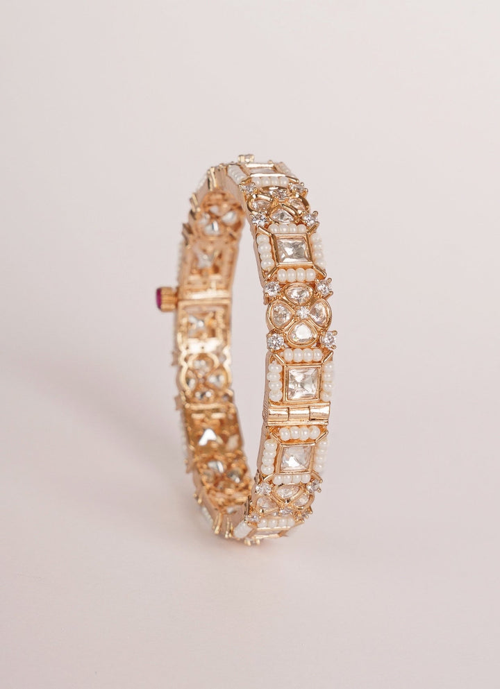 Gold Finish Kundan And Pearl Kadas Zevar by Geeta - Fabilicious Fashion