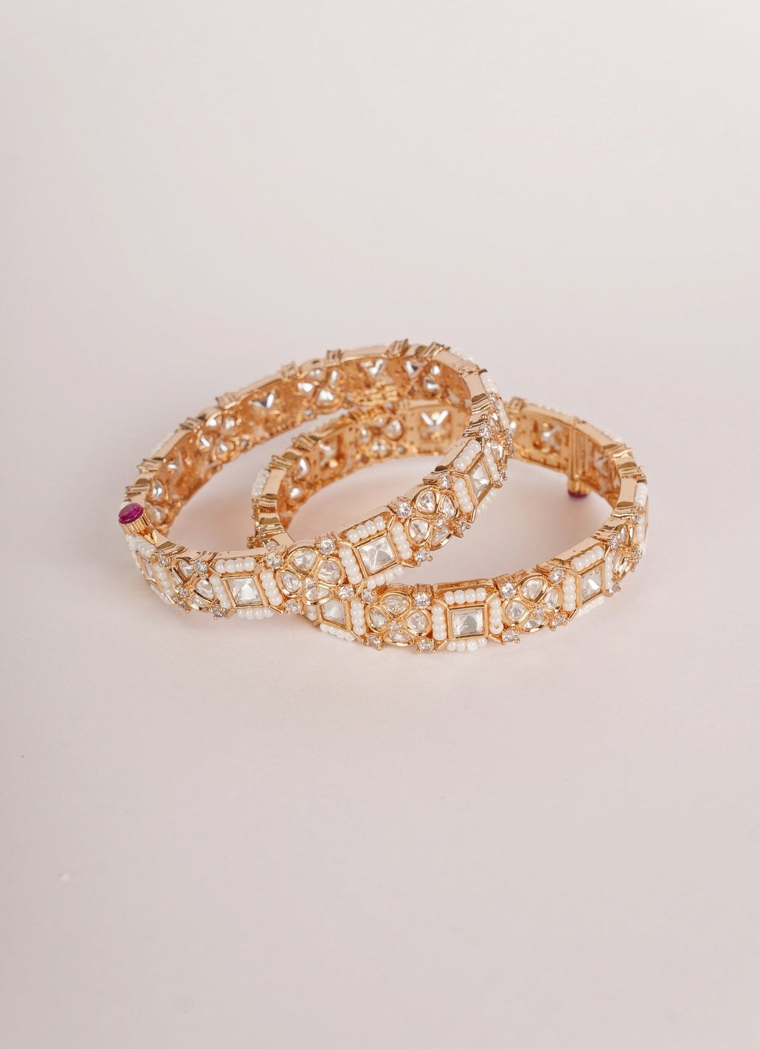 Gold Finish Kundan And Pearl Kadas Zevar by Geeta - Fabilicious Fashion