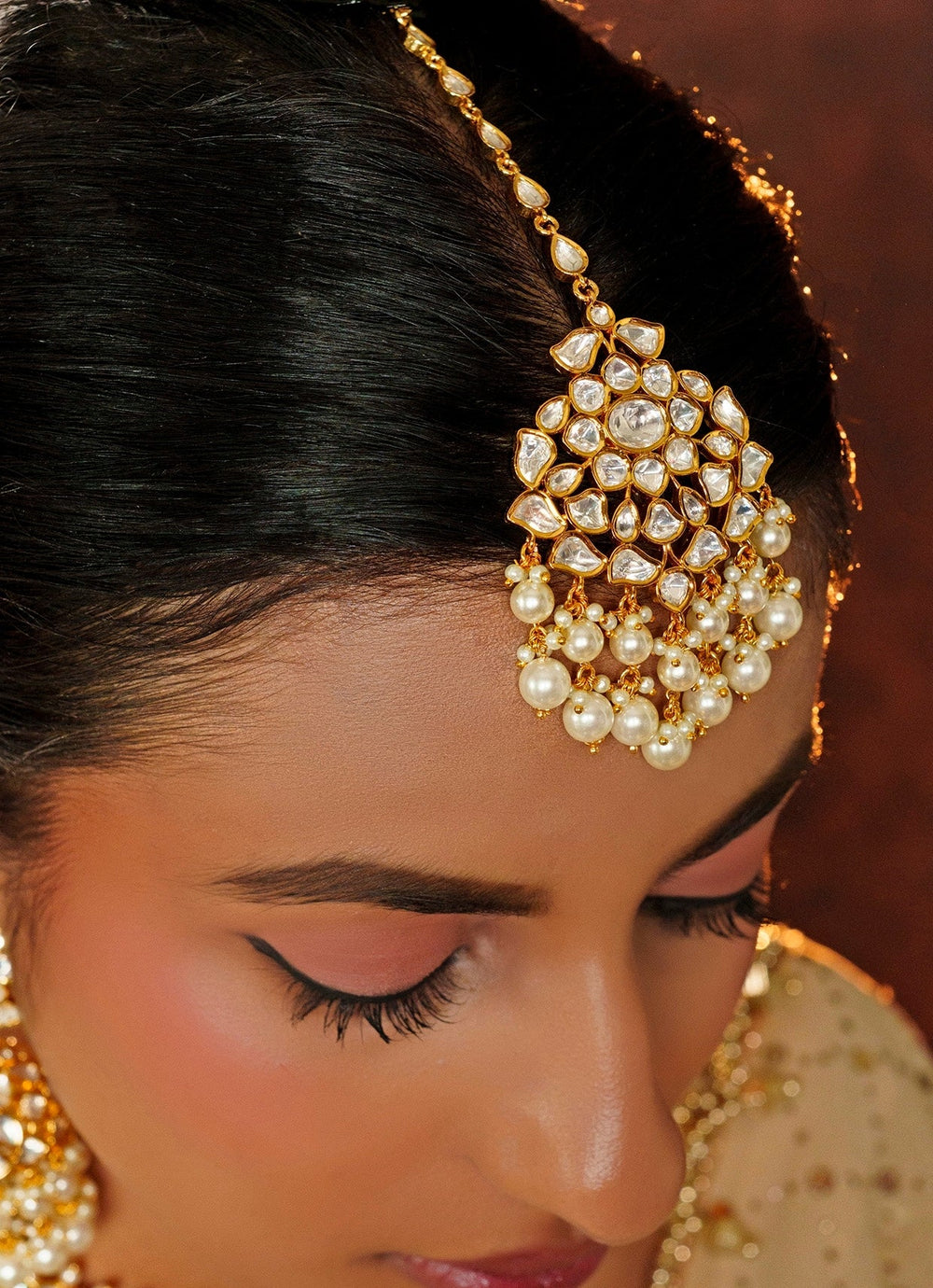 Gold Finish Kundan And Pearl Necklace Set Zevar By Geeta - Fabilicious Fashion