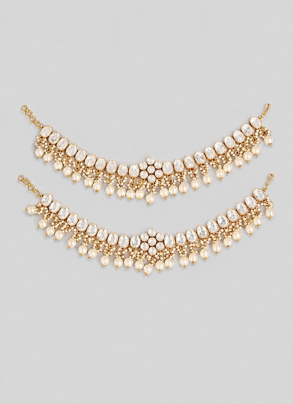 Zevar by Geeta Gold Finish Kundan And Pearl PayalFabilicious Fashion