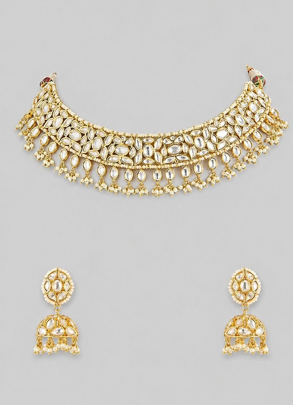 Zevar by Geeta Gold Finish Kundan Necklace SetFabilicious Fashion