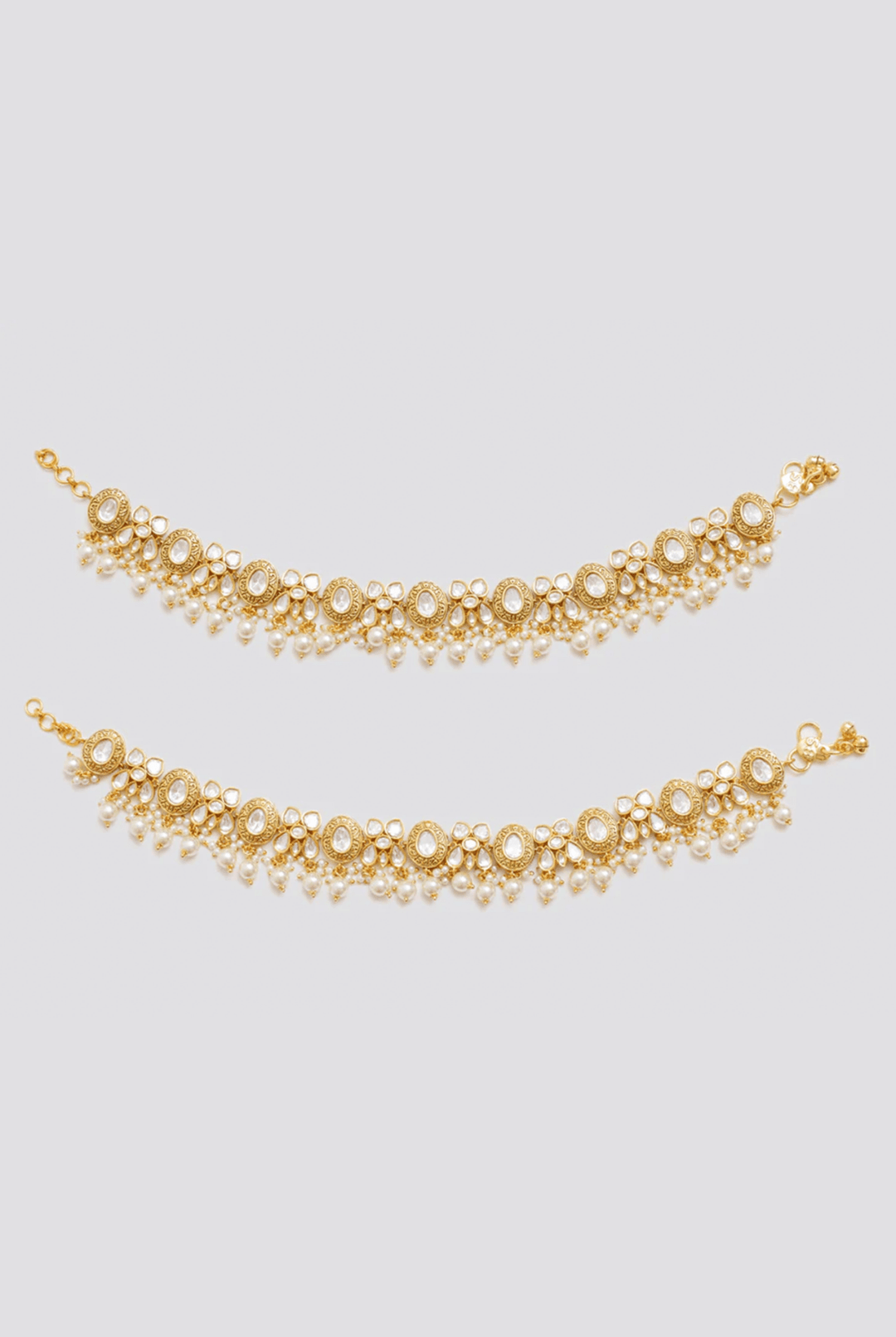 Gold Finish Kundan Polki Anklets Zevar By Geeta - Fabilicious Fashion