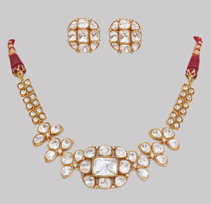 Gold Finish Moissanite Choker Zevar By Geeta - Fabilicious Fashion