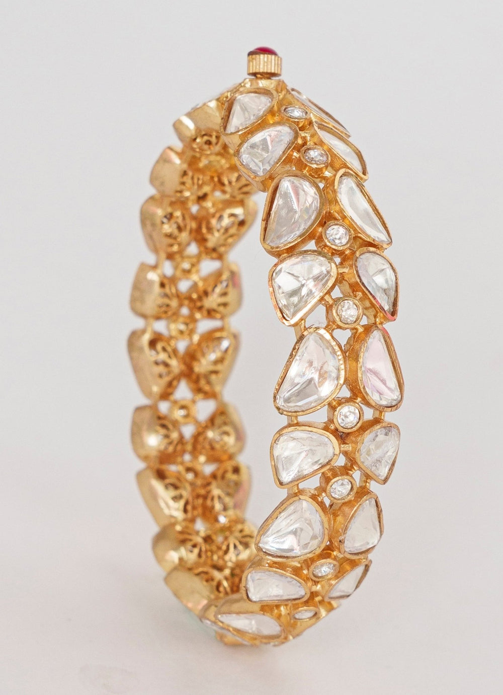 Gold Finish Moissanite Stone Bangles Zevar By Geeta - Fabilicious Fashion