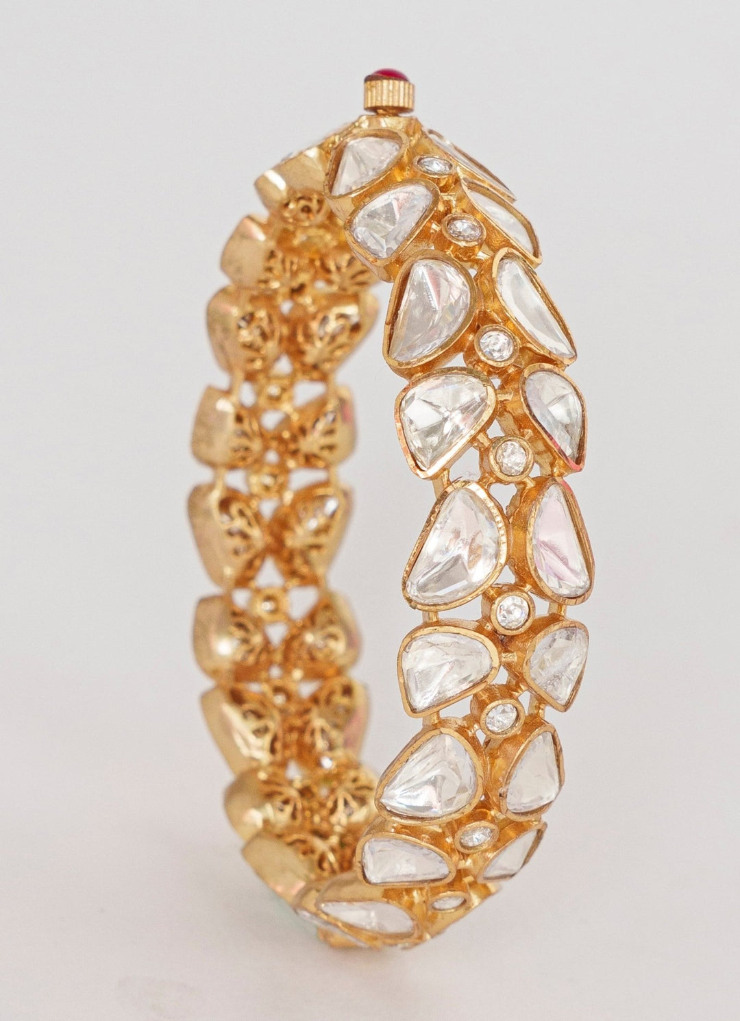 Gold Finish Moissanite Stone Bangles Zevar By Geeta - Fabilicious Fashion