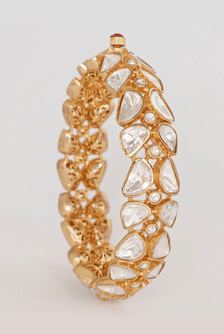 Gold Finish Moissanite Stone Bangles Zevar By Geeta - Fabilicious Fashion