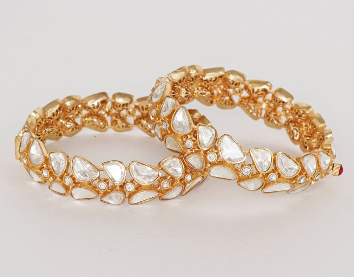 Gold Finish Moissanite Stone Bangles Zevar By Geeta - Fabilicious Fashion