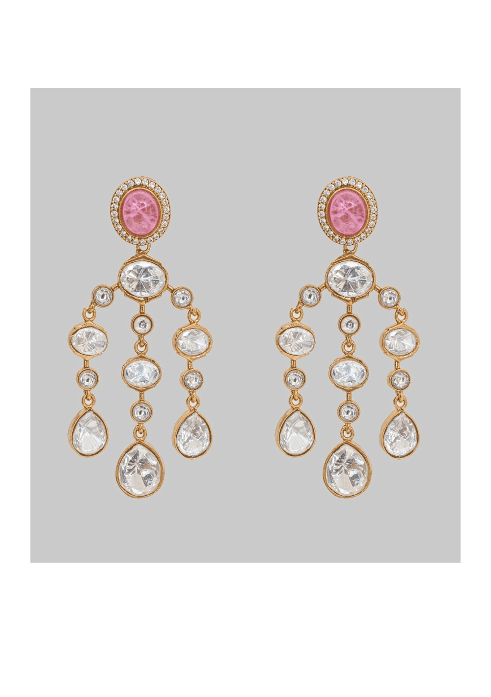 Gold Finish Moissanite String Earrings Zevar by Geeta - Fabilicious Fashion