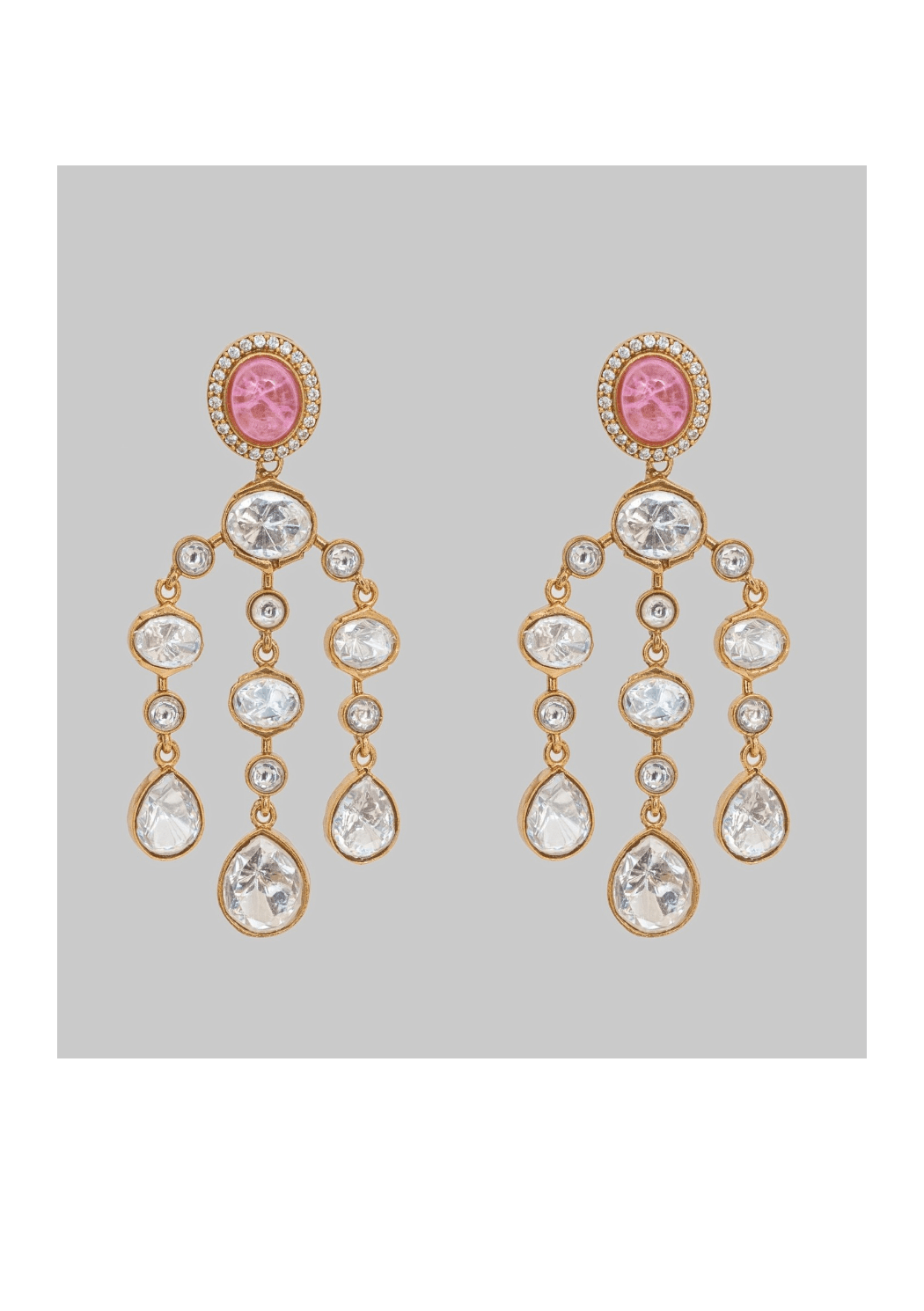 Gold Finish Moissanite String Earrings Zevar by Geeta - Fabilicious Fashion